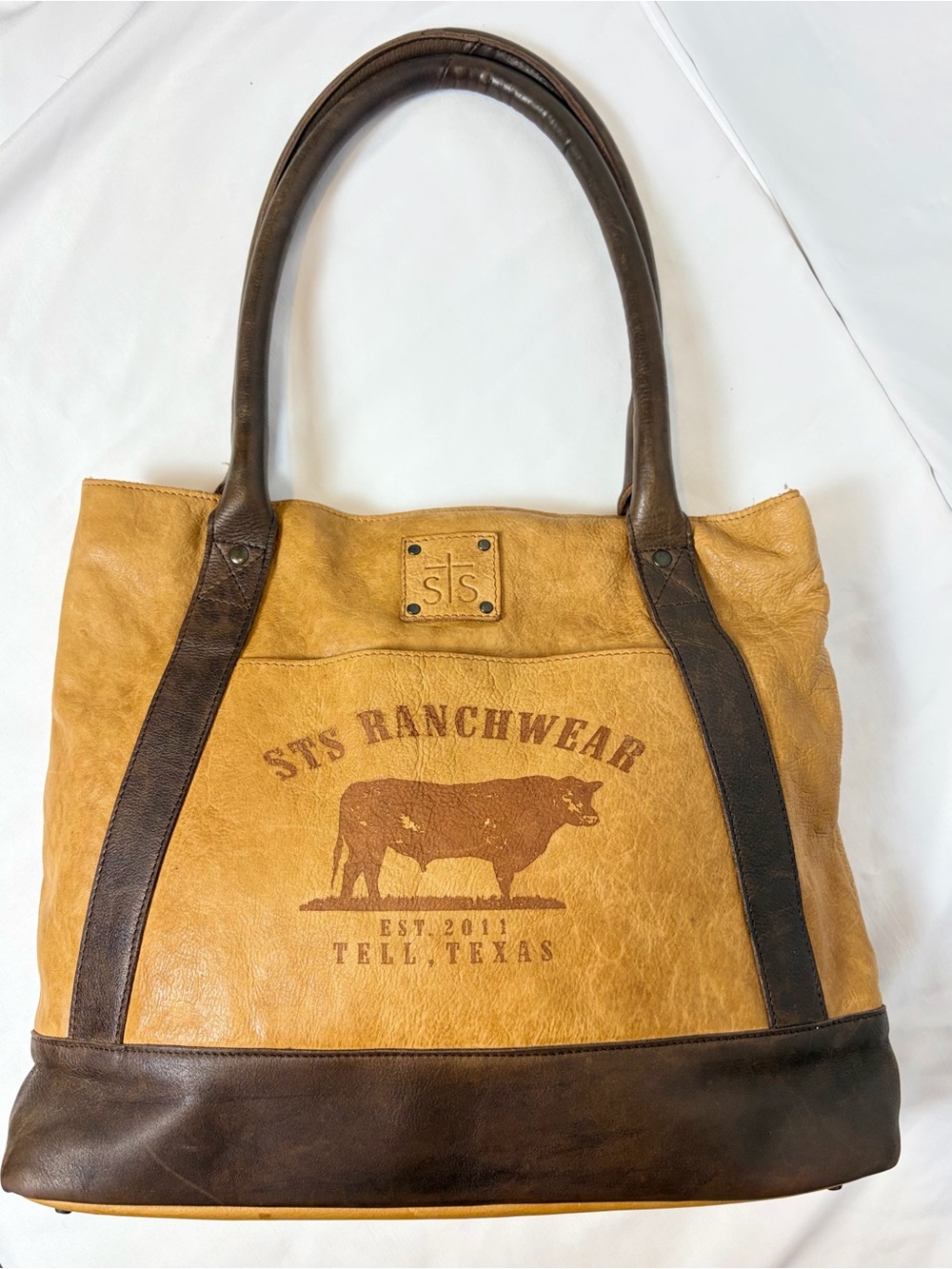 STS Ranchwear Full Grain Leather Western Tote Bag Tell Texas Cow Ranch